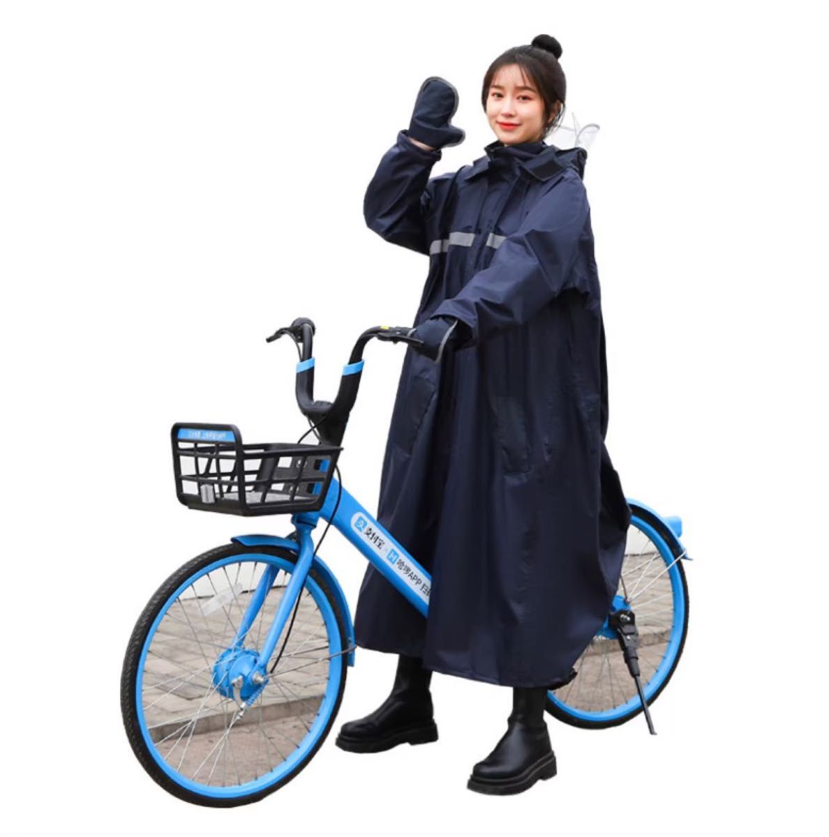レインコート　通学 通勤　ハンドカバー付き　大容量　自転車　バイク