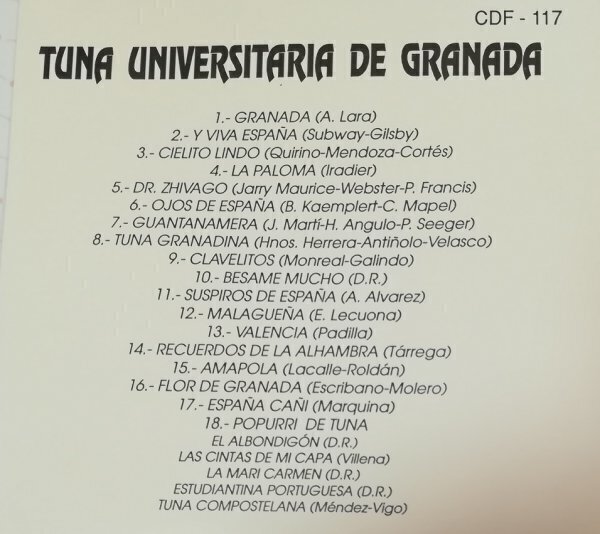 TUNA UNIVERSITARIA DE GRANADA 輸入盤 CD 93年盤　　3-0441_画像4