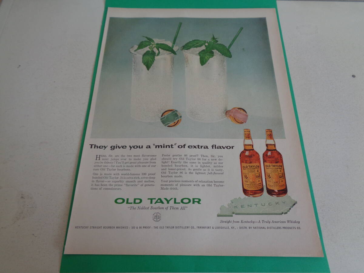  prompt decision advertisement Ad ba Thai Gin g foreign alcohol whisky Old Taylor 1950s retro package mid sen Cherry America 