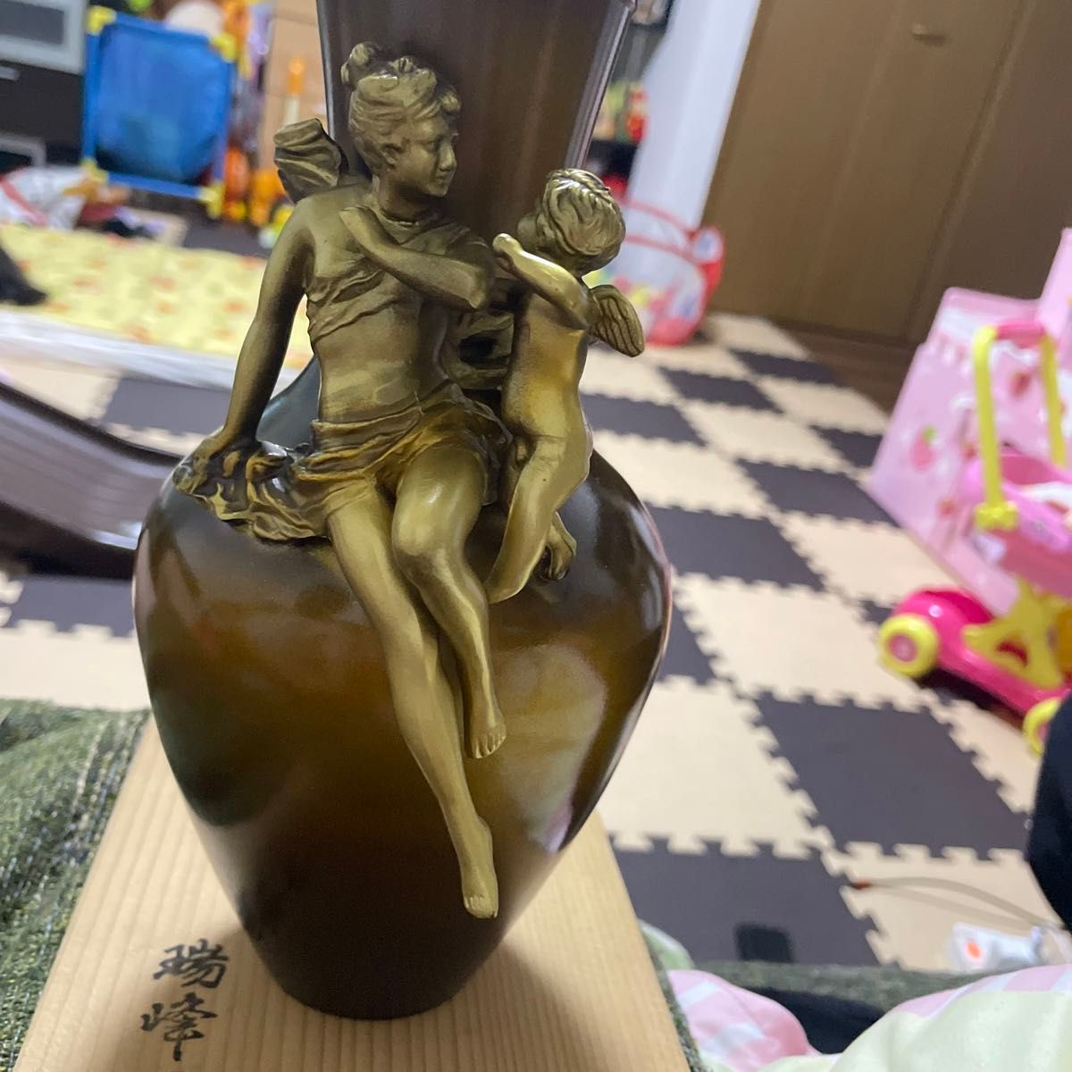 瑞峰堂 銅鋳造 花瓶 置物 インテリア　天使