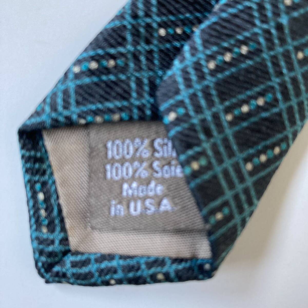 ネクタイ Calvin Klein ブランド USA製 シルク100% ヴィンテージ品 格子柄 ビジネス 即決の画像4