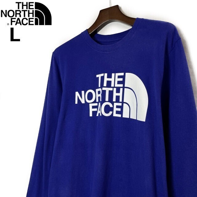 1円～!売切!【正規新品】THE NORTH FACE◆L/S HALF DOME TEE 長袖 Tシャツ ロンT US限定 男女兼用 コットン キャンプ(L)青 180902-5_画像1