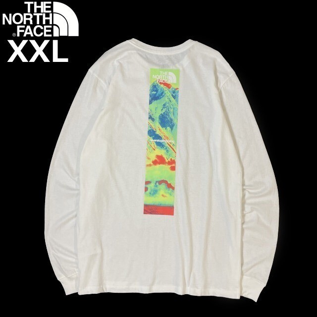 1円～!売切!【正規新品】THE NORTH FACE◆L/S GRAPHIC INJECTION TEE 長袖 Tシャツ ロンT US限定 レインボー 男女兼用(XXL)白 180902-5_画像3