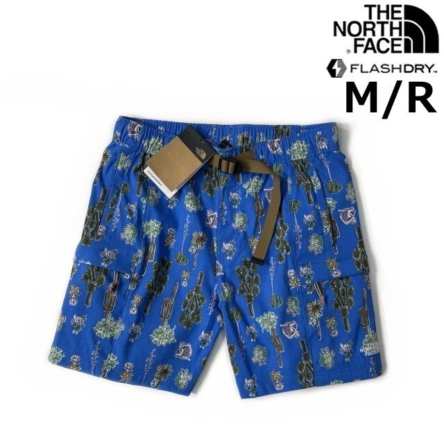 1円～!売切!【正規新品】THE NORTH FACE◆CLASS V BELTED SHORT ショートパンツ US限定 ベルト付き 速乾(M)青 ボタニカル柄 190110-33_画像1