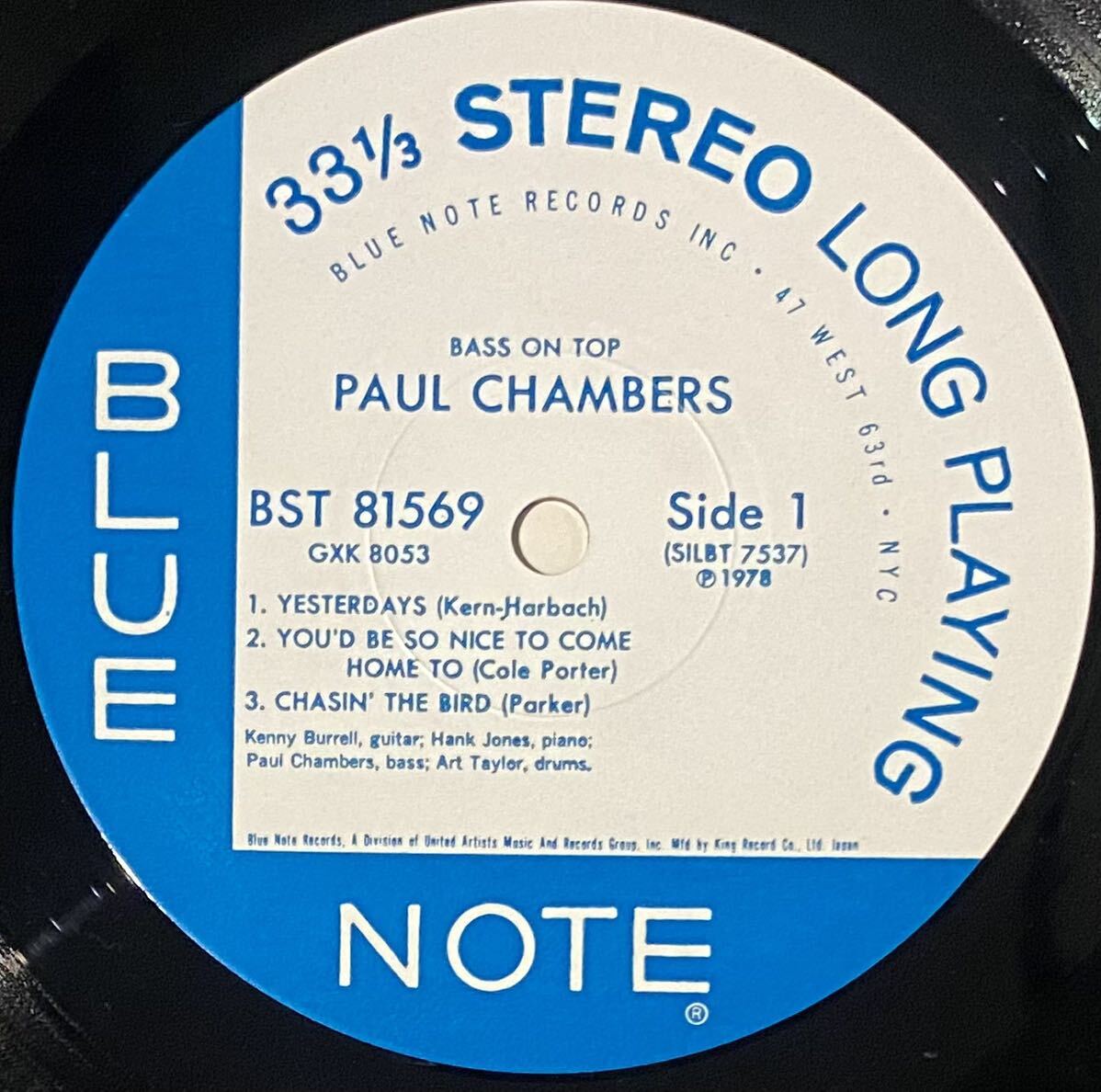 帯・ライナー付 / ポール・チェンバース / Paul Chambers Quartet - Bass On Top / Blue Note - GXK 8053, BST 81569_画像4
