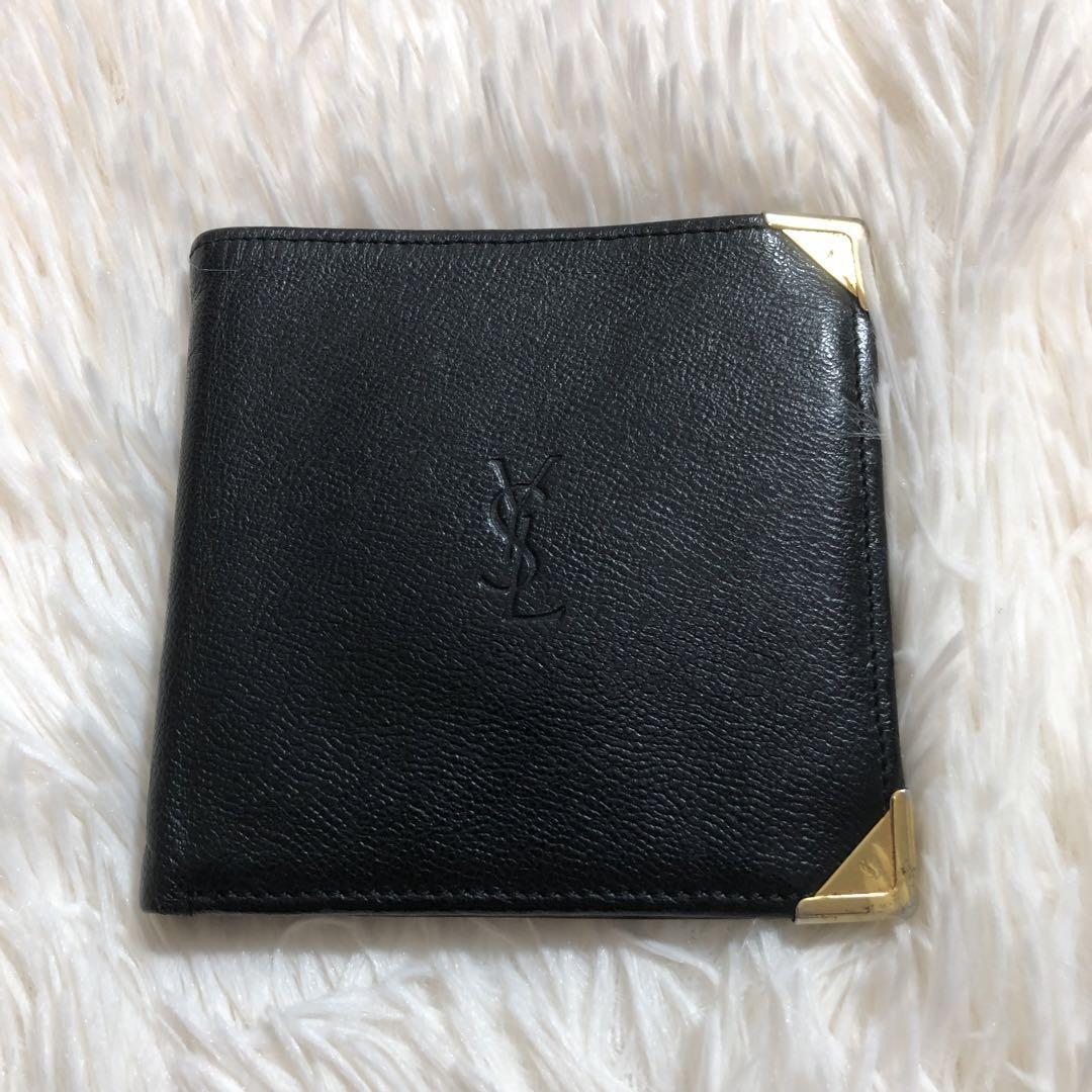 Yves Saint Laurent イヴ サンローラン イブ 2点セット 折り財布 ウォレット 名刺入れ カードケース 黒色 ブラック レザー ユニセックス_画像3