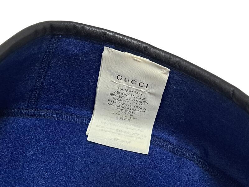 グッチ ベレー帽 GG ブルー 青 L キャップ 帽子 レディース メンズ 577862 ダブルＧ ベレー GUCCI 【中古】_画像4