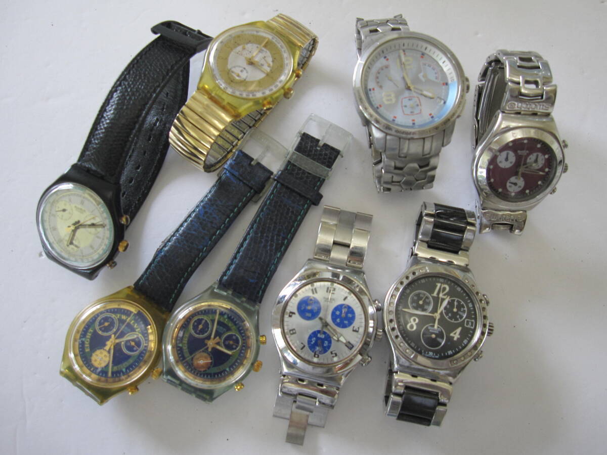 【YT-B35-85～92】SWATCH/スウォッチ IRONY、アイロニー含む クロノグラフ 3針QZ メンズ、ボーイズ、レディース 8本セット_画像1