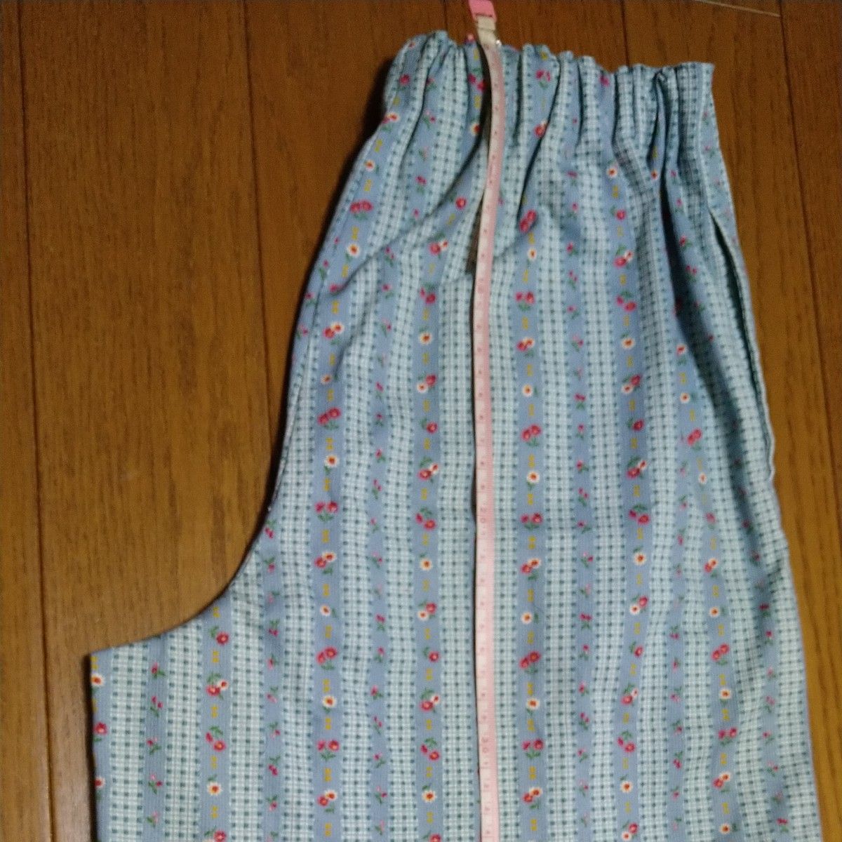 ハンドメイド キュロットスカート 140cm 150cm 160cm 水色 花柄 くすみブルー系  ショートパンツ ボトムス