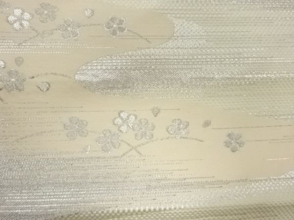 091261# 【1円～】霞に草花模様織出し袋帯_画像3