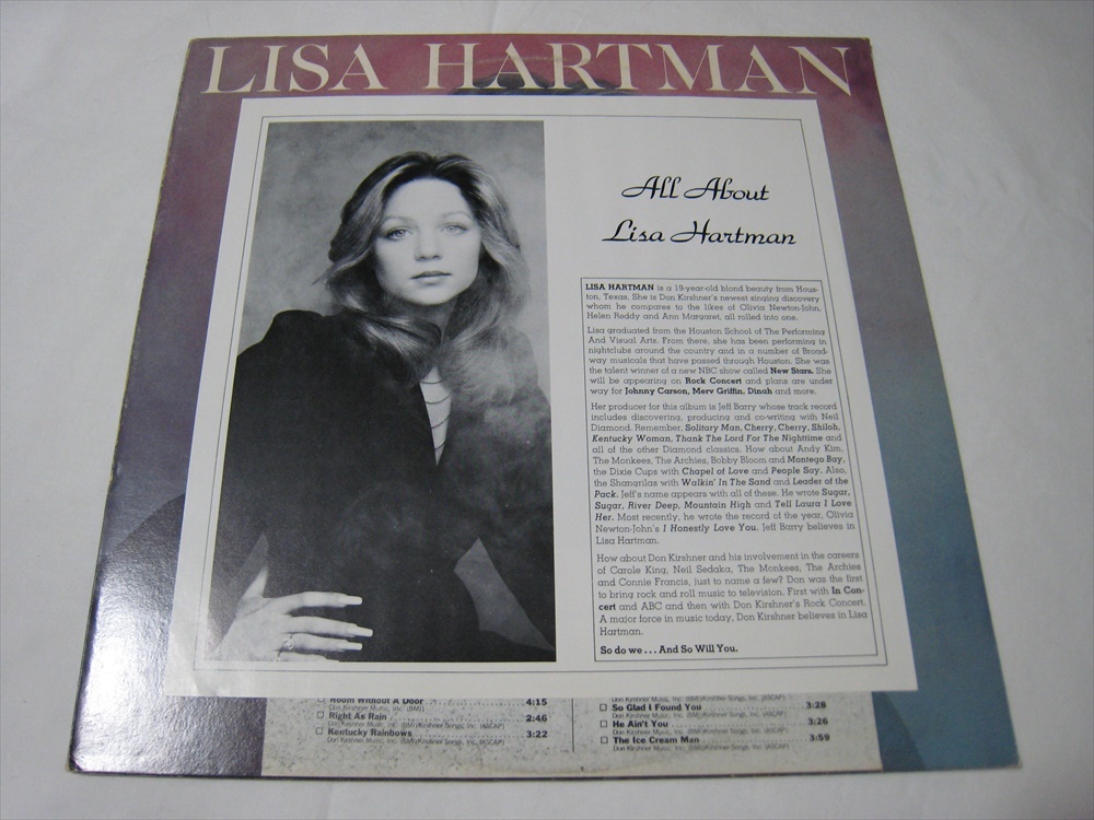 【LP】 LISA HARTMAN / ●白プロモ● LISA HARTMAN US盤 プロモシート付 リサ・ハートマン_画像3