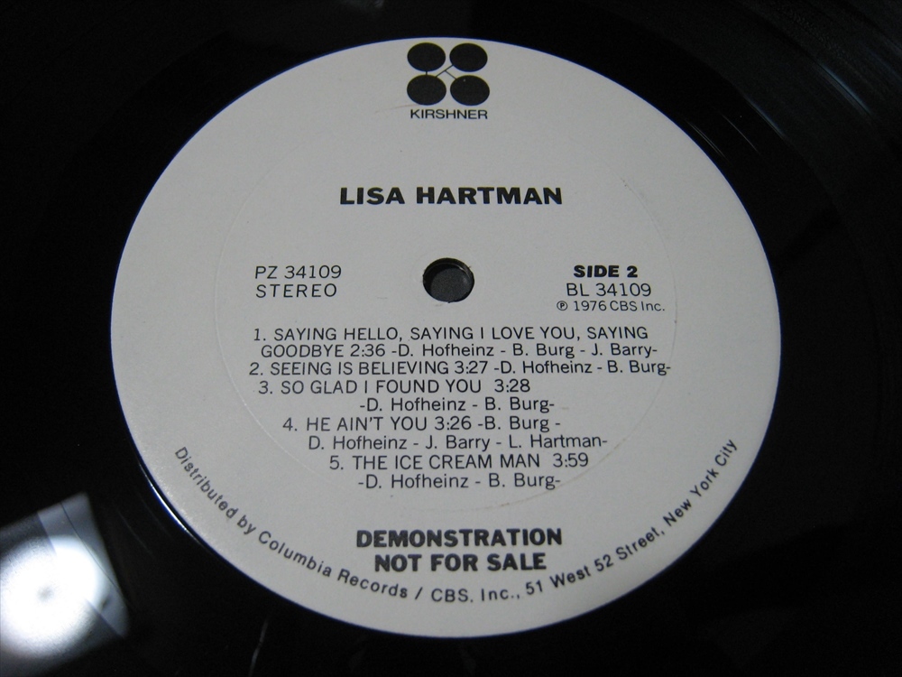 【LP】 LISA HARTMAN / ●白プロモ● LISA HARTMAN US盤 プロモシート付 リサ・ハートマン_画像10