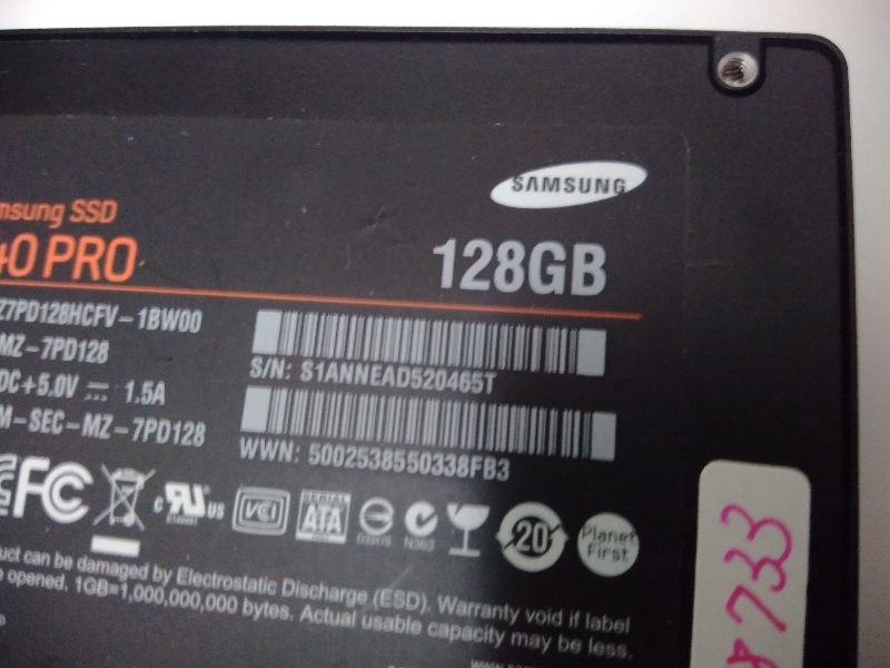 ■ SSD ■ 128GB （28733時間）　Samsung 840PRO　正常判定　送料無料_画像3