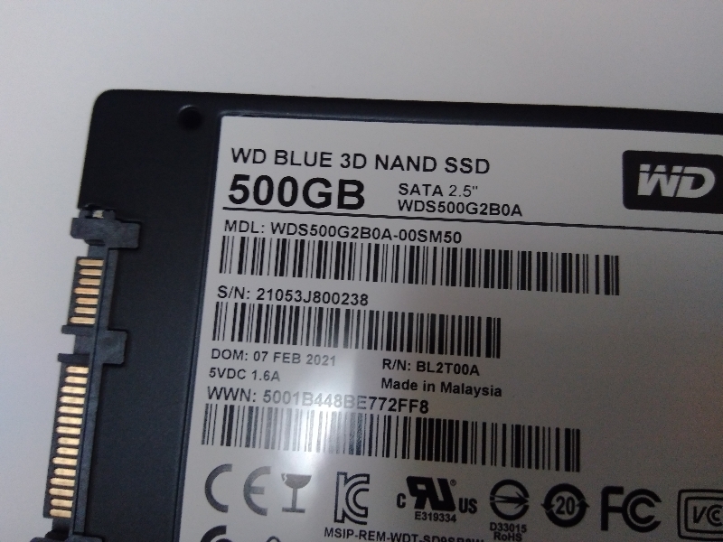 ■ SSD ■ 500GB （1435時間）　WD blue　正常判定　　送料無料_画像3