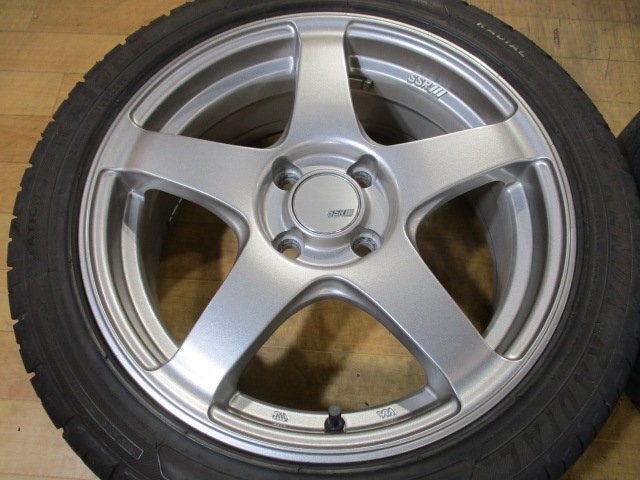 美品! SSR GTV01 ホイール タイヤ 4本 4H-100 16インチ 205/45ZR16 溝有り アクア ヴィッツ ヤリス スイフト インテグラ シビック フィットの画像5