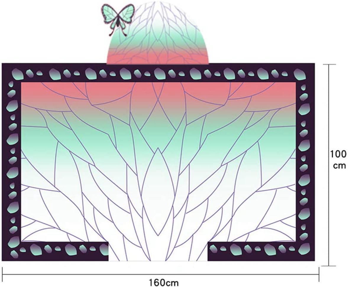 ブランケット フード付き 胡蝶しのぶ 着る毛布 バスタオル ポンチョ型 タオル パジャマ ルームウェア マント 生地 子供 DJ697_画像5