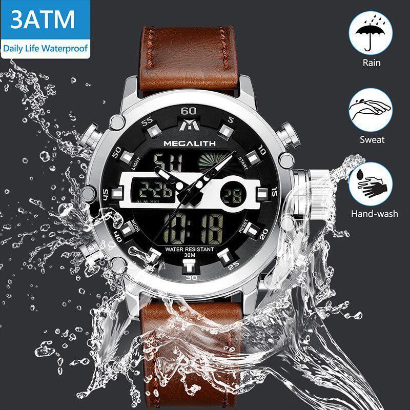 MEGALITH 男性スポーツ時計発光防水クォーツ腕時計メンズ多機能クロノグラフ腕時計YWQ999_画像4