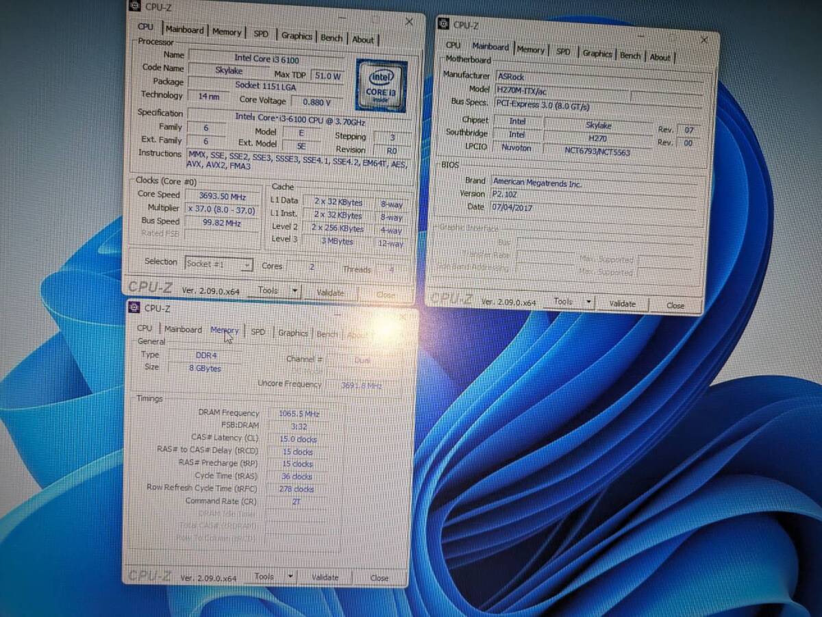 Mini ITX панель ASROCK H270M-ITX/ac Windows11 рабочее состояние подтверждено 
