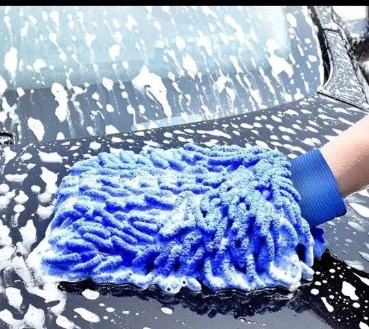 洗車 タオル  青 業務用 ブルー  マイクロファイバー 吸水  薄手 業務用　洗車ミッド　洗車グローブ　セット