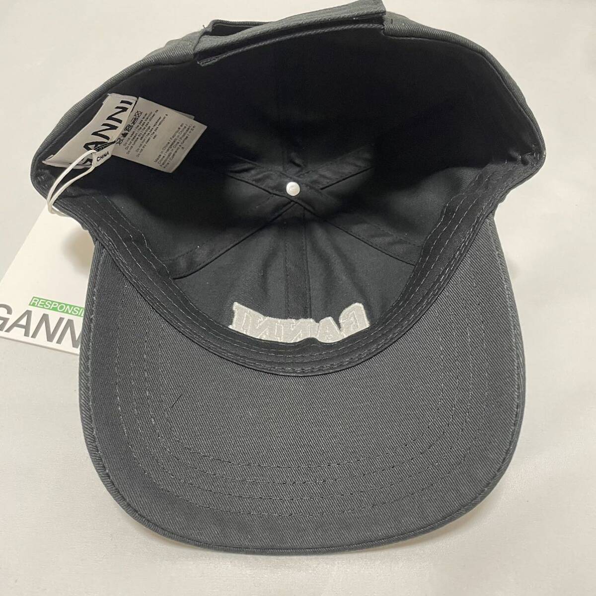 【新品】GANNI ガニー ロゴ オーガニックコットン キャップ 帽子 ブラック
