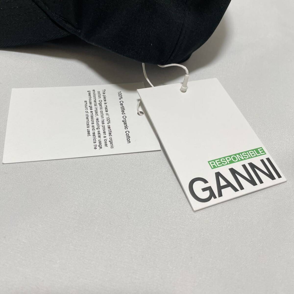 【新品】GANNI ガニー ロゴ オーガニックコットン キャップ 帽子 ブラック