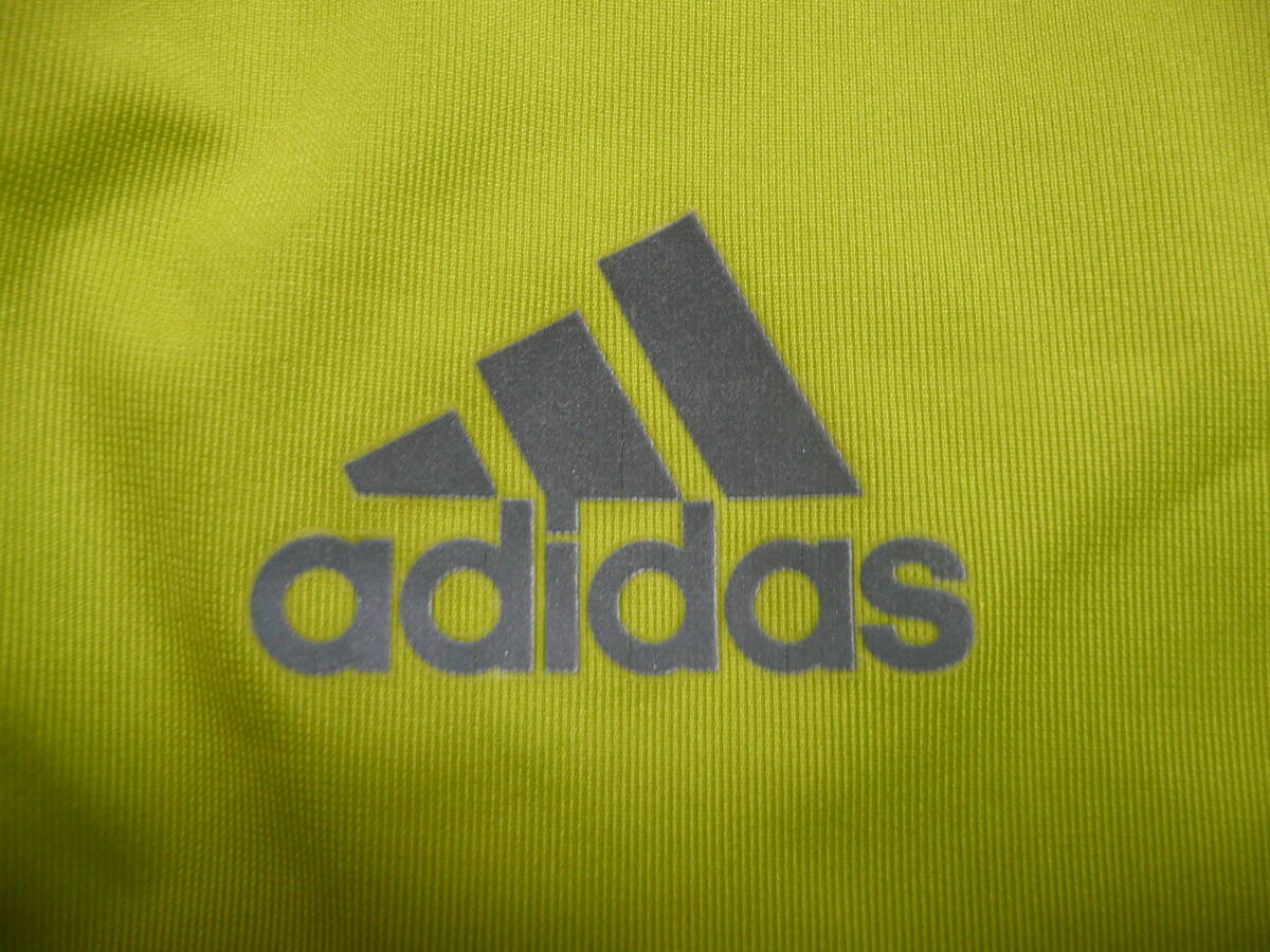 adidas アディダス 良美 メンズM 長袖GOLFジャケット 伸縮ジップUPゴルフトップス 色ライム 身長165-175cm位 胸囲95cm前後 _画像5