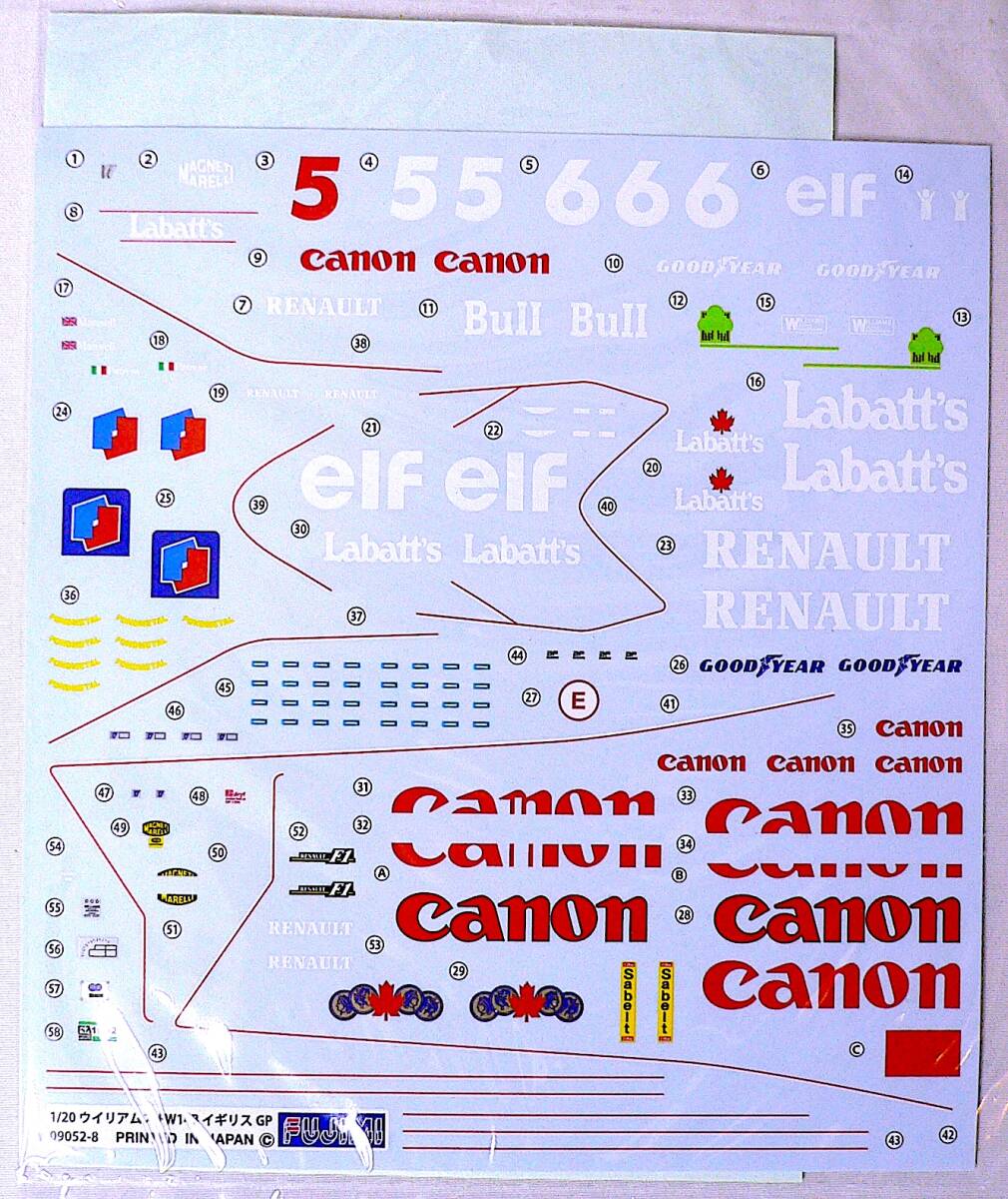 フジミ 1/20 ウィリアムズ・ルノー FW14B 1992年イギリスグランプリ仕様 初回限定特典シートベルトエッチング付 プラモデル 未使用 未組立_画像8