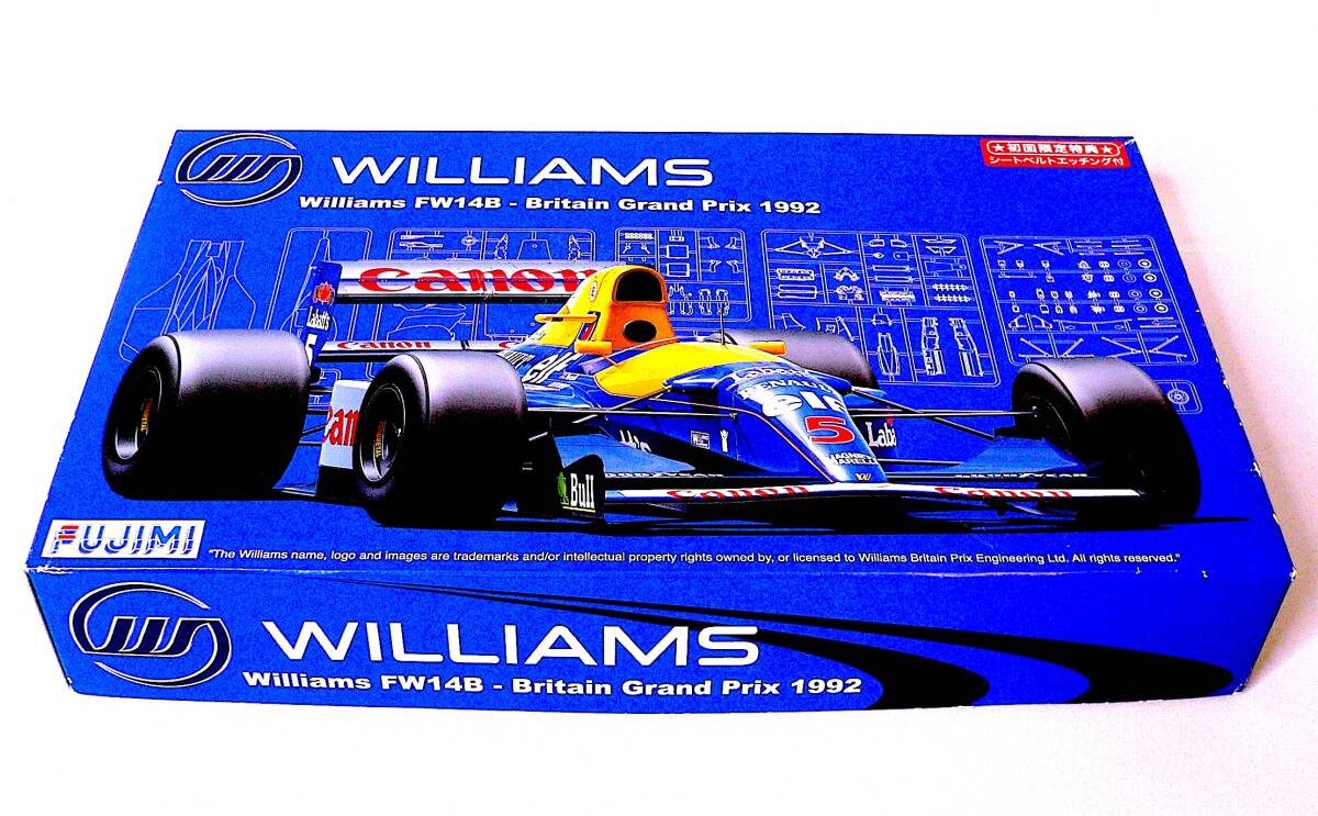 フジミ 1/20 ウィリアムズ・ルノー FW14B 1992年イギリスグランプリ仕様 初回限定特典シートベルトエッチング付 プラモデル 未使用 未組立_画像2