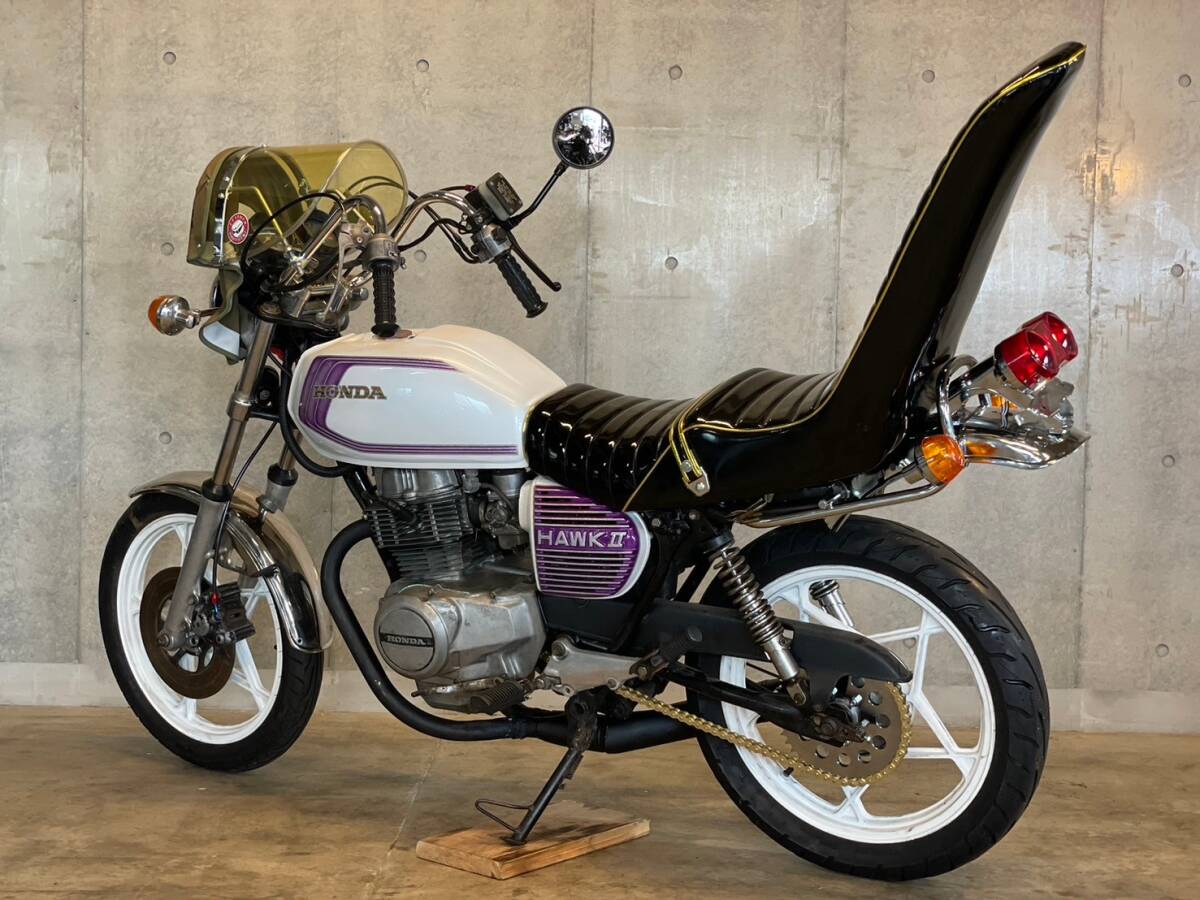 HONDA　CB250T　HAWK　ホーク　バブ　　神奈川仕様　エナメル3段シート　星キャス　旭風防　チェリーシボリ　ワイヤー新品　サンパチテール_画像4