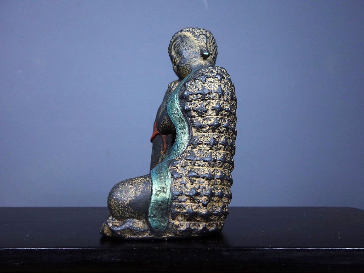 ◆古風堂◆中国 仏像 自在歡喜 彫刻 置物 8cm*8cm*13cm 360g_画像5