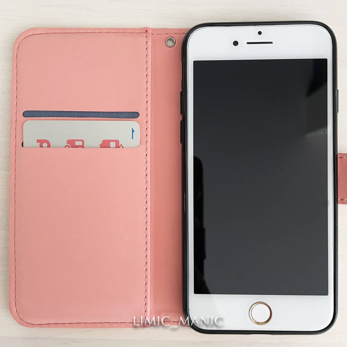 iPhone 7 8 SE (第2世代/第3世代) SE2 SE3 ケース スマホ 手帳型 カードケース ピンク pink エスニック風 曼荼羅模様 アイフォン_画像2