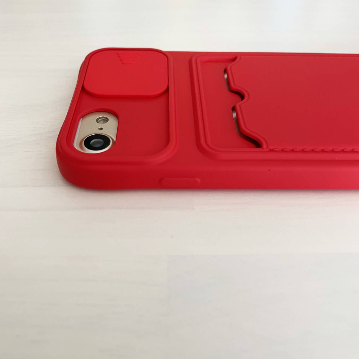 訳あり iPhone 6 6s 7 8 SE (第2世代/第3世代) SE2 SE3 ケース シリコン スマホ ショルダー 肩掛け 紐付き 収納 レッド 赤色 アイフォン