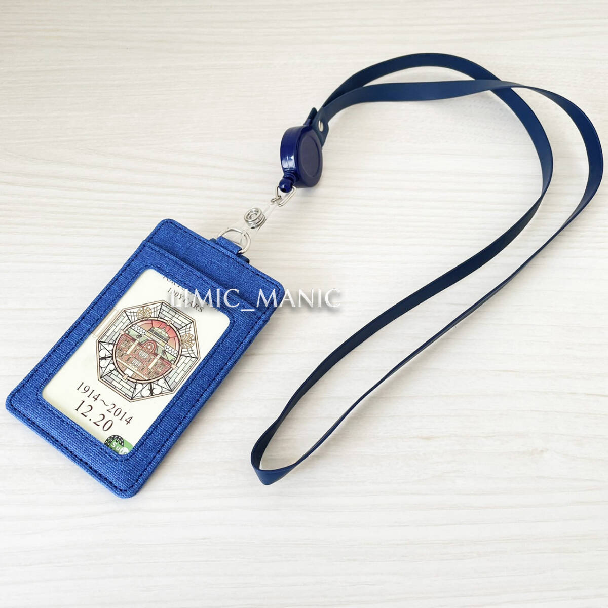 カードケース パスケース 定期入れ リール付き ブルー クリア窓付き 社員証 ICカード 社員ID セキュリティの画像1