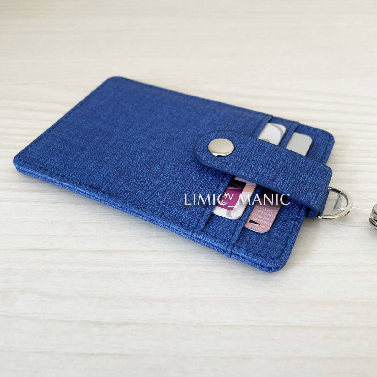 カードケース パスケース 定期入れ リール付き ブルー クリア窓付き 社員証 ICカード 社員ID セキュリティの画像3