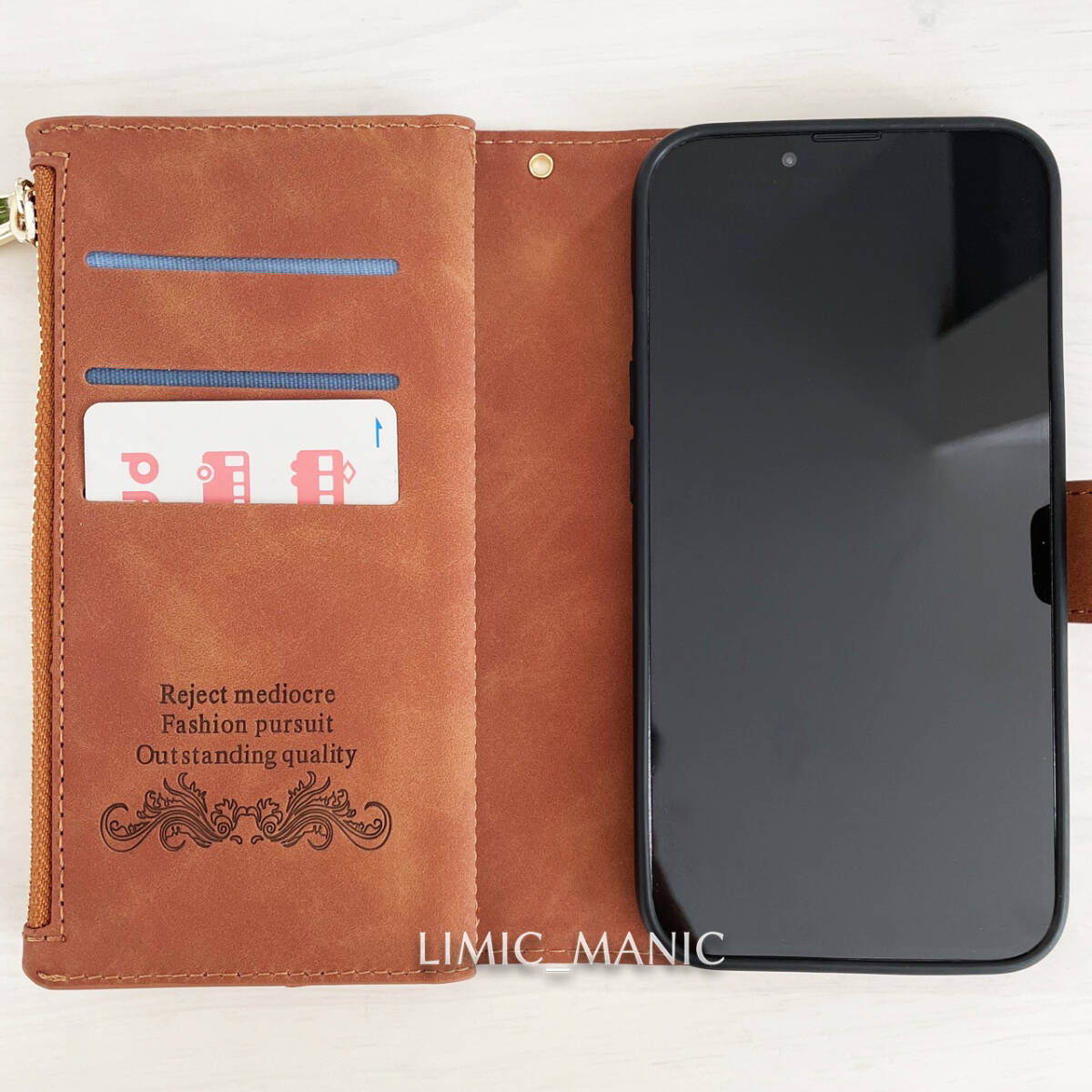 iPhone 13 / 14 ケース スマホ 手帳型 レザー ブラウン 茶 茶色 お財布 カード収納 アイフォン アイホン_画像3