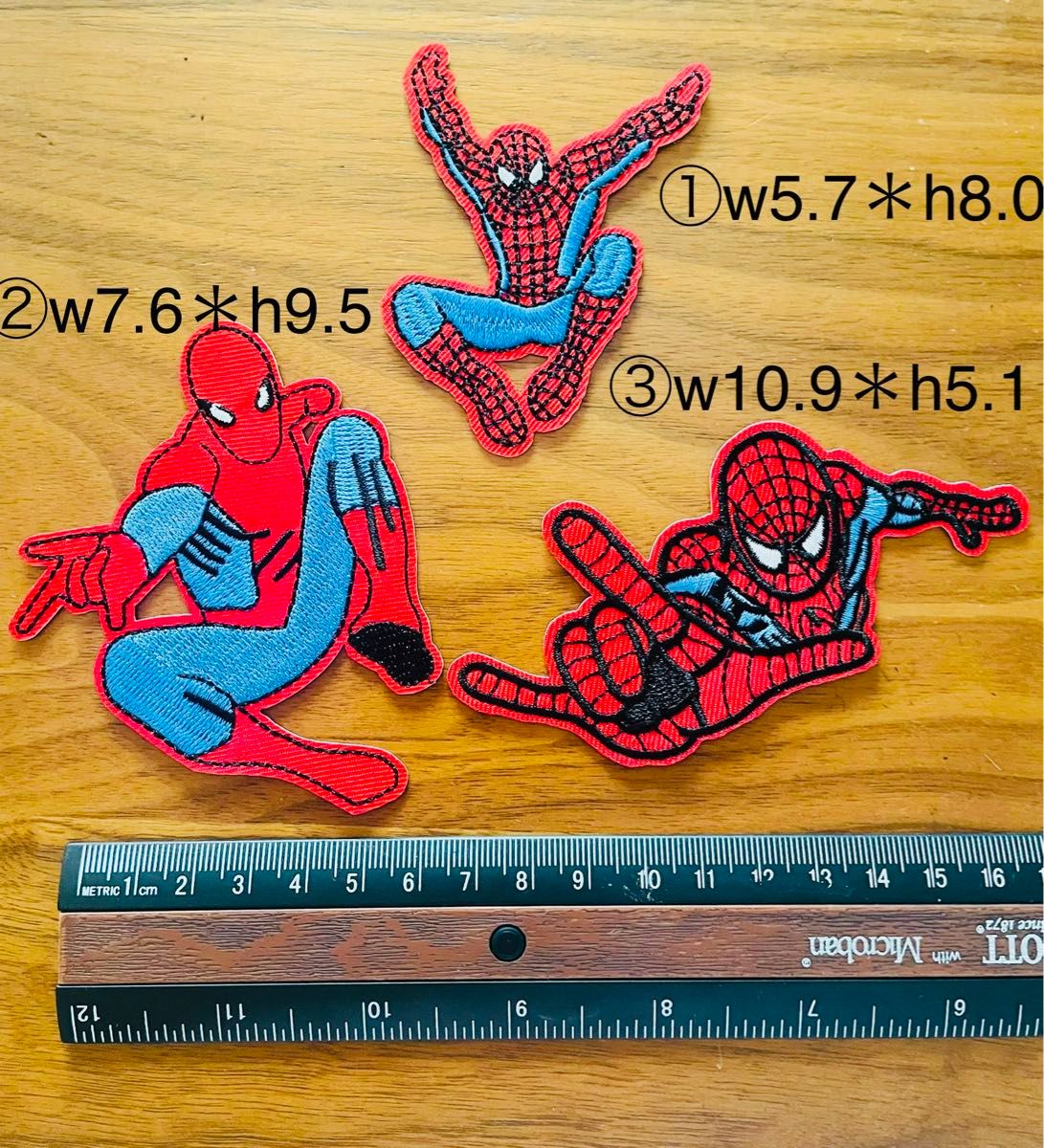 スパイダーマン　アイロンワッペン　3枚セット　ワッペン　刺繍ワッペン