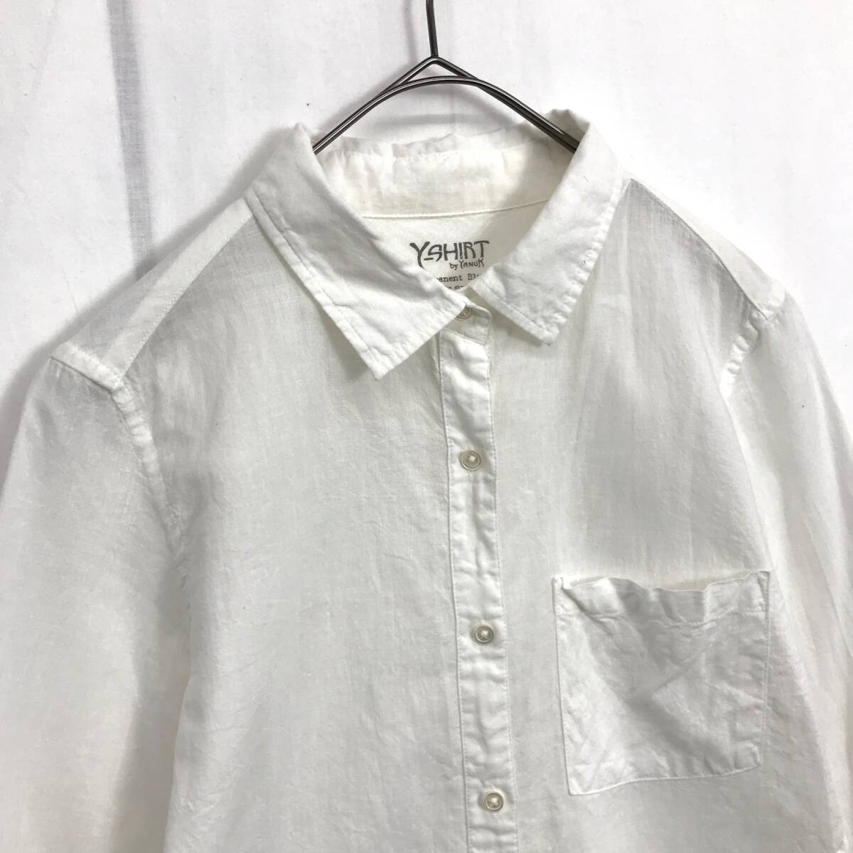 EZ3354●YANUK Y-SHIRT リネン混 ブラウス●XS●ホワイト ヤヌーク シャツ_画像2