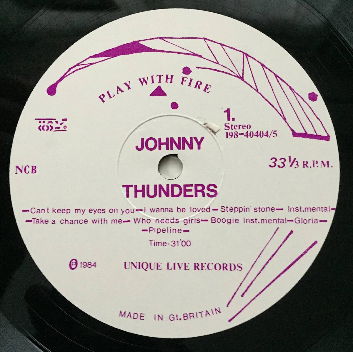 JOHNNY THUNDERS PLAY WITH FIRE レア・ヴィンテージLP LIVE '84 インサート付き NEW YORK DOLLS ジョニー・サンダース_画像5