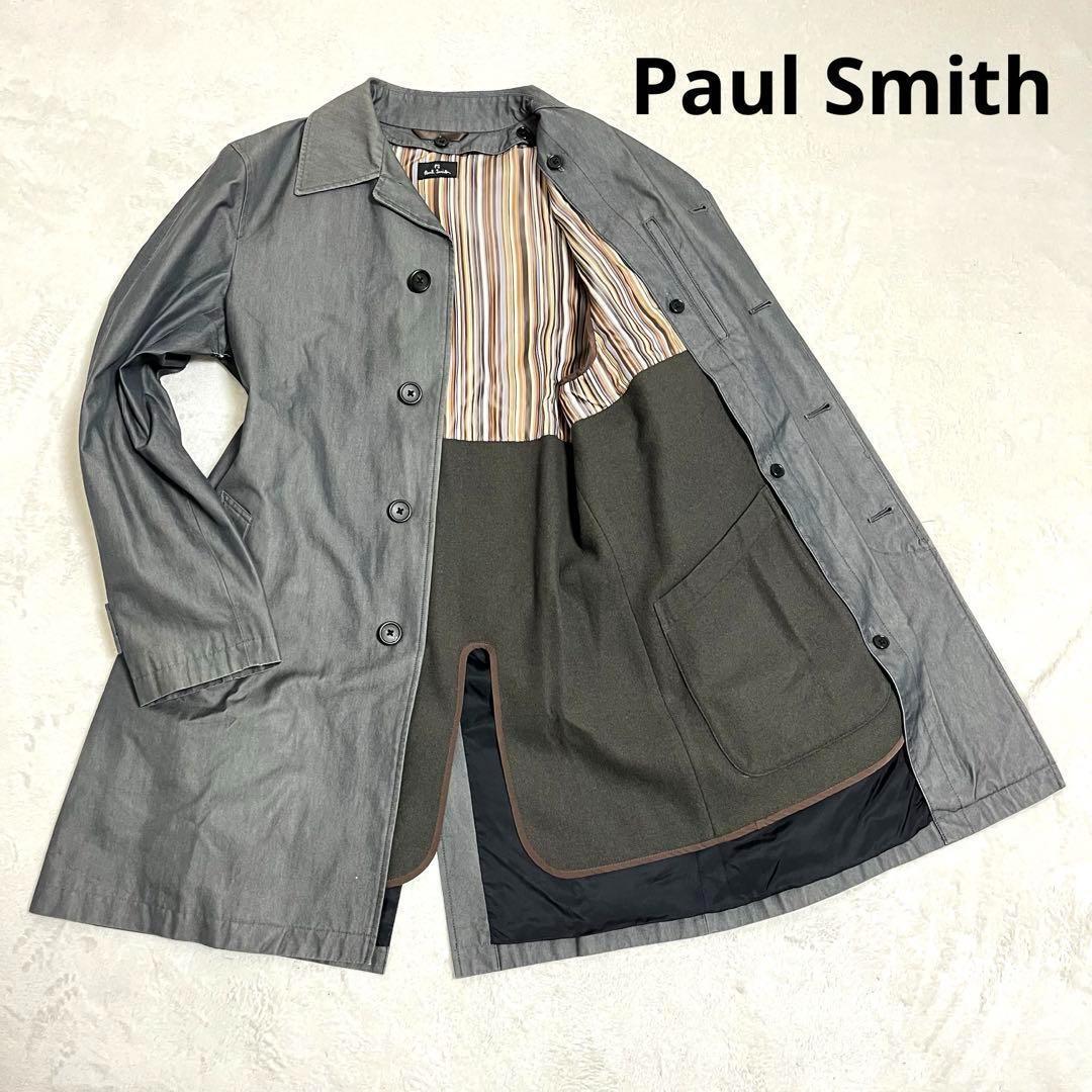 447 Paul Smith ポールスミス ステンカラーコート グレー M ライナー付_画像1