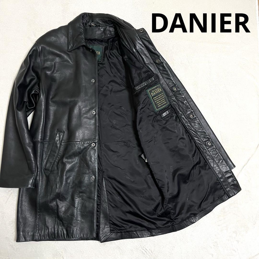 501 DANIER ダニエ レザージャケット ブラック ステンカラーコート_画像1