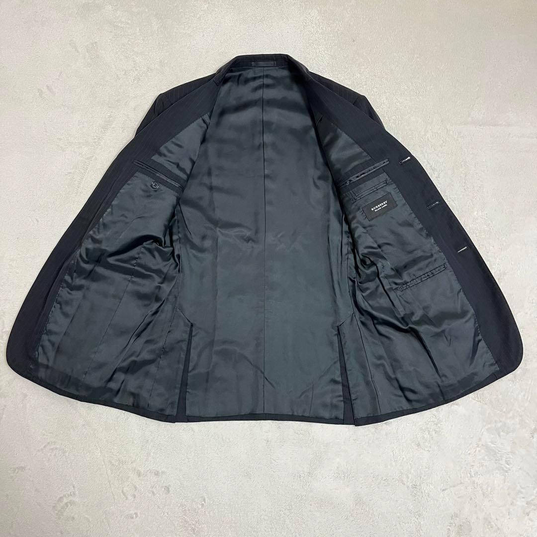 【王者の一着】478 BURBERRY BLACK LABEL バーバリー ブラックレーベル セットアップスーツ スリーピース 40 ブラック ストライプ 3B_画像5