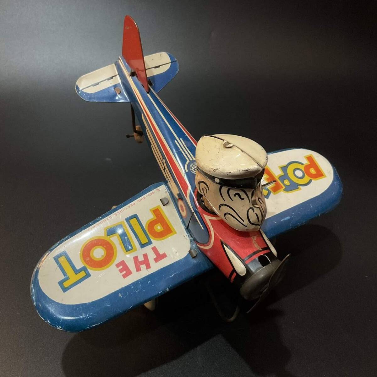 【437】ポパイ THE パイロット ／可動 ／ ◆Tin Toy　ブリキ（中古）／ 1円スタート／ ゆうパック60サイズ ／ 金曜日発送_画像8