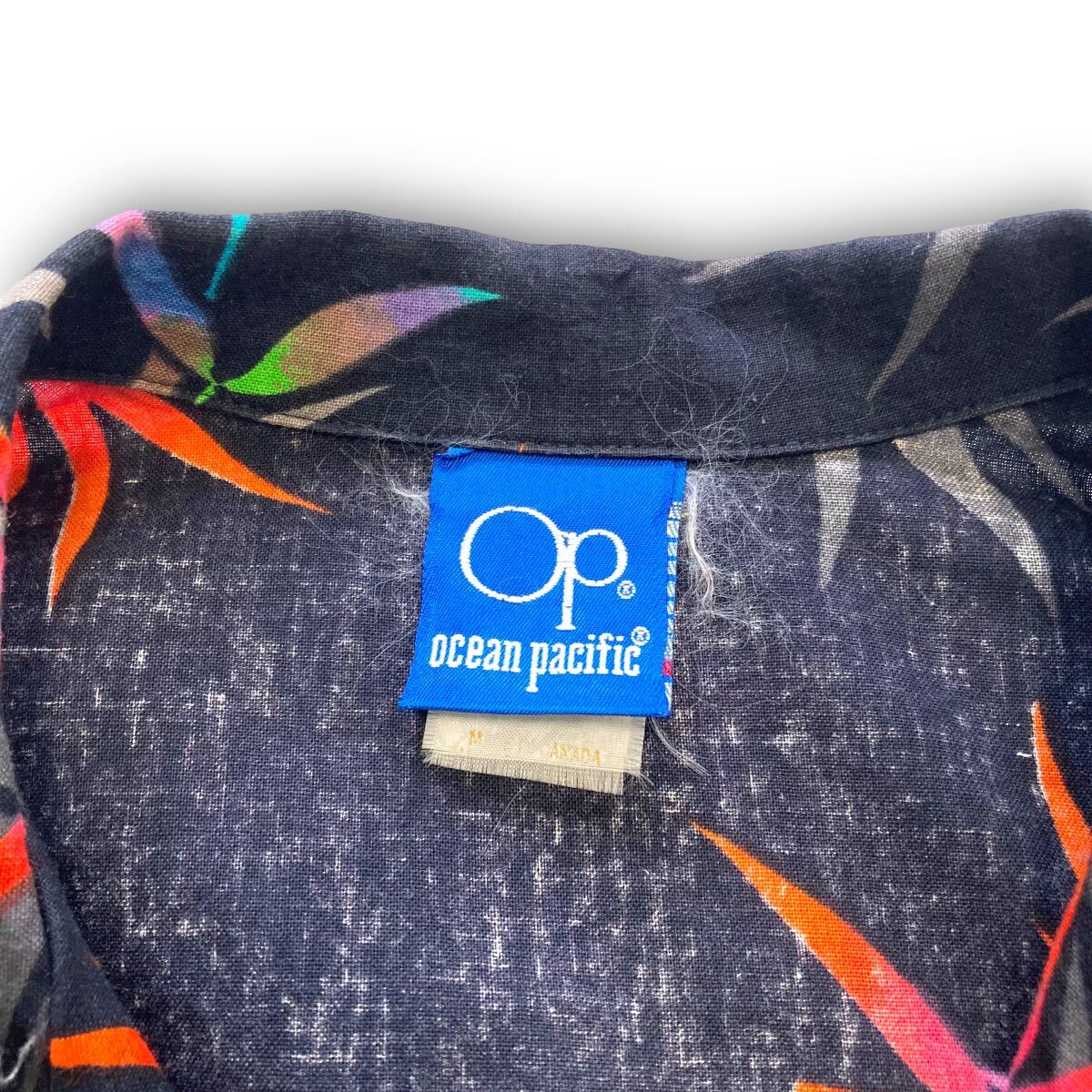 【Ocean pacific】Op 80s オーシャンパシフィック 竹レインボー柄 オープンカラーシャツ アロハシャツ カナダ製 ヴィンテージ 半袖シャツ 