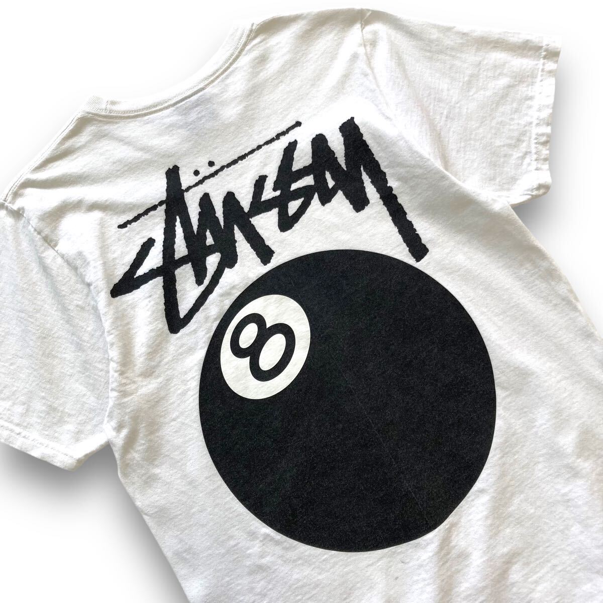 【stussy】ステューシー 8Ball T-Shirt 8ボール半袖Tシャツ クルーネック コットン ビッグロゴ 白 ホワイト STUSSY ショーンフォントロゴ