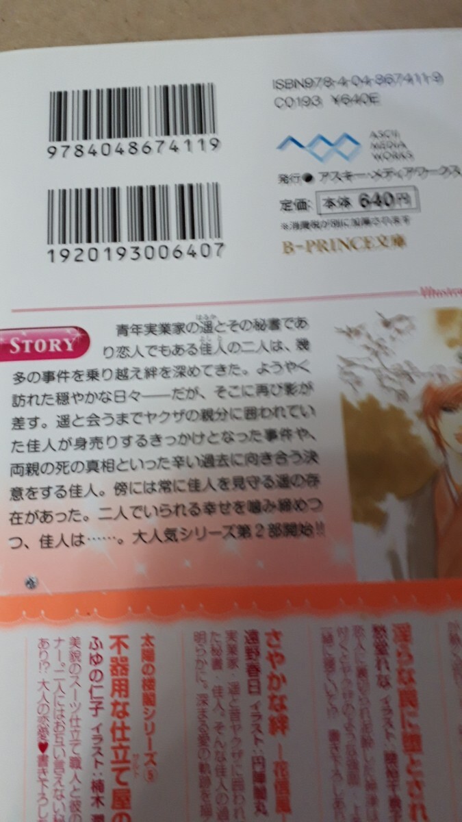 ☆さやかな絆ー花信風ー☆　　　遠野春日／円陣闇丸　　　　　ＢーＰＲＩＣＥ文庫_画像2