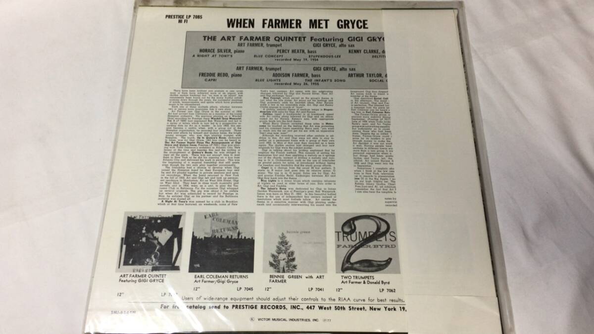 #E【ジャズLP盤レコード94】『ホエン・ファーマー・メット・グライス/When Farmer Met Gryce アート・ファーマー』●SMJ-6544●検)JAZZ_画像2