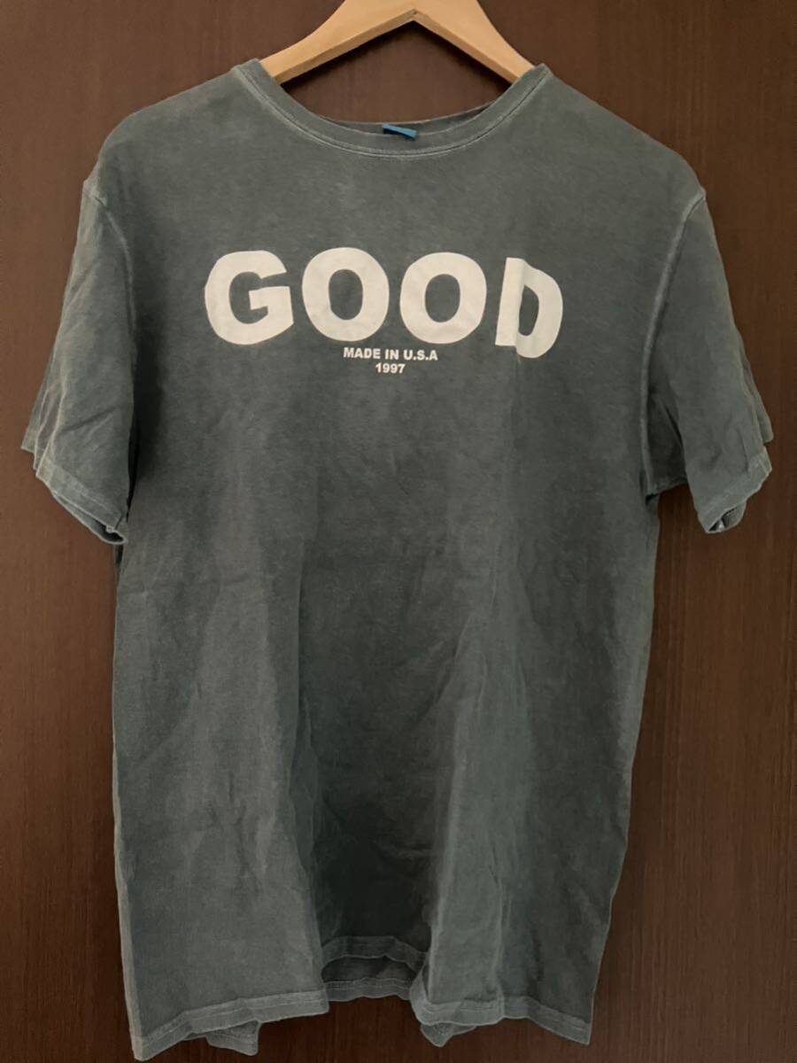 GOODONグッドオン　半袖プリントTシャツ アメリカ製　Lサイズ　ネイビー　紺_画像1