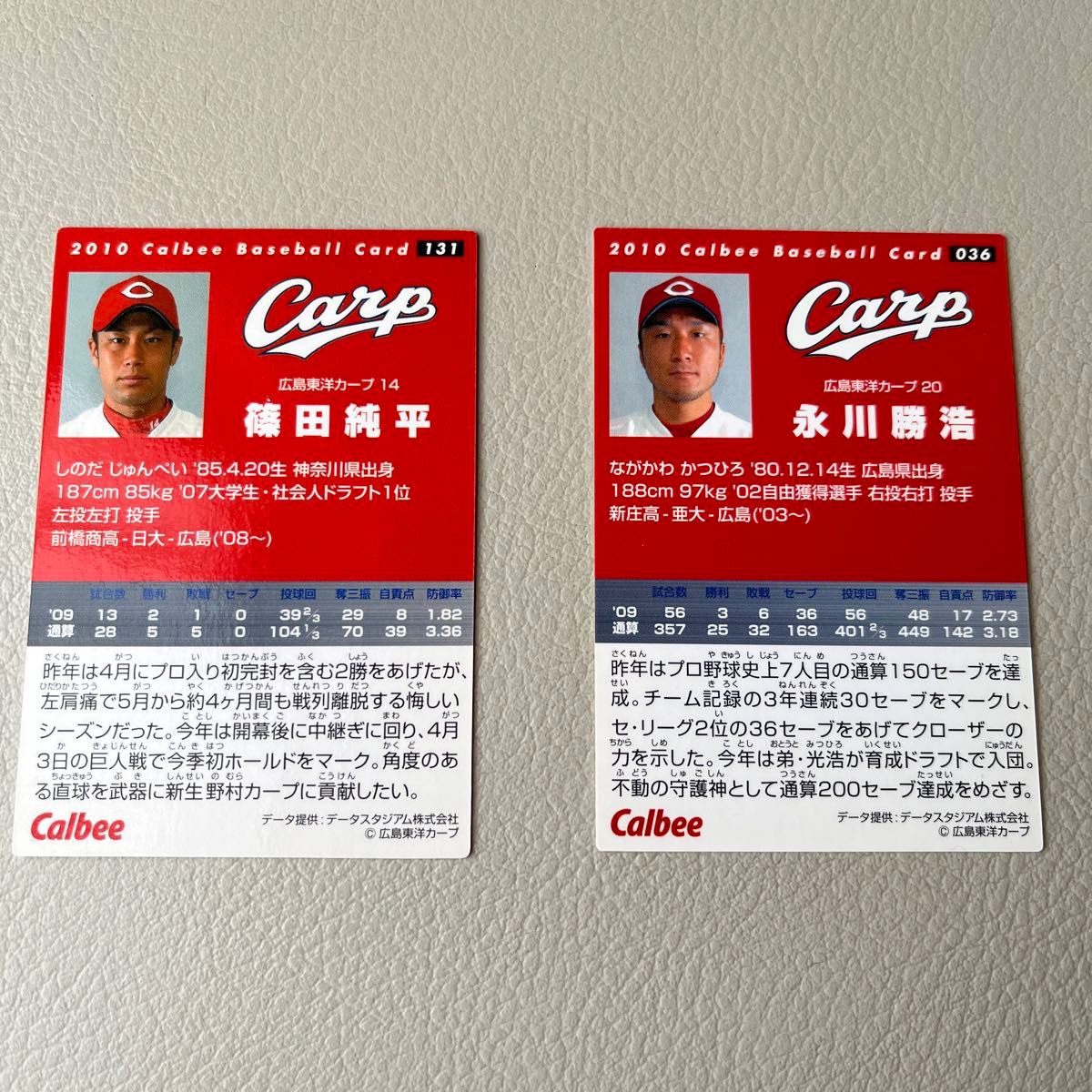 プロ野球チップスカード　広島東洋カープ　歴代選手　ノーマルカード2010のみ　　5枚セット