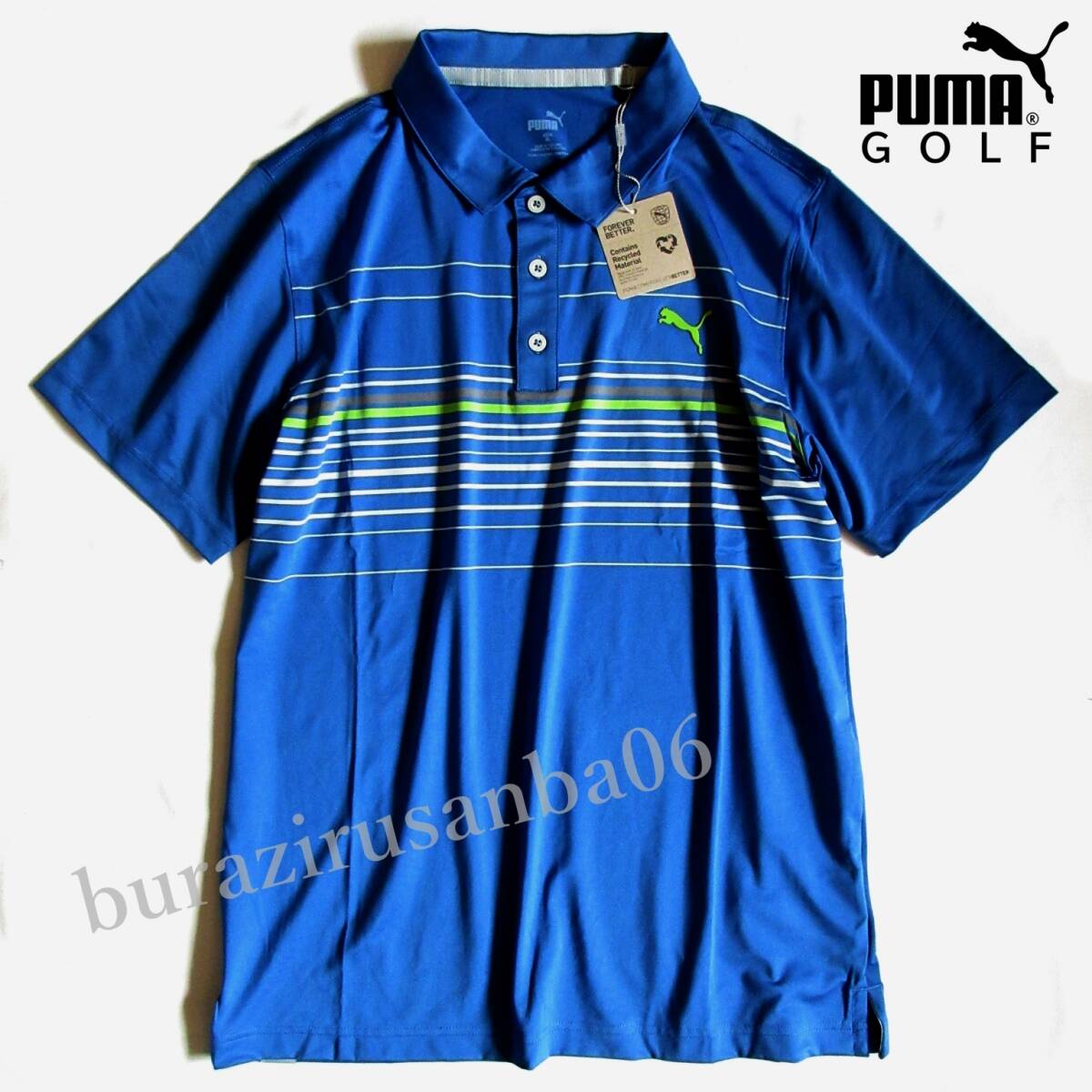  men's L* unused PUMA GOLF Puma Golf border pattern polo-shirt with short sleeves stretch . water speed . material spring summer Golf wear 535136-06
