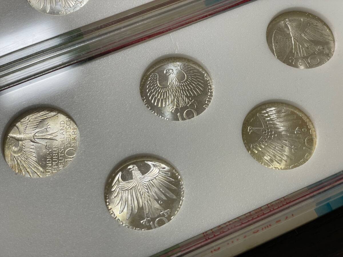 #46 2点まとめ 1972年ミュンヘンオリンピック 記念銀貨 10マルク 5点セット ケース付 ドイツ連邦政府発行 銀貨 コレクションの画像7